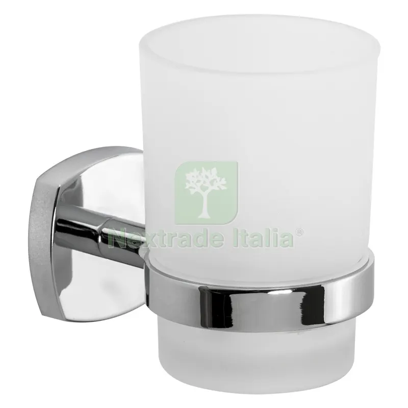 PORTA SPAZZOLINI SERIE 'STARTER' leghe metalliche - vetro opaco — Accessori bagno — rif. FERX.2085718NLM PORTA SPAZZOLINI SERIE 'STARTER' leghe metalliche - vetro opaco — Accessori bagno — rif. FERX.2085718NLM