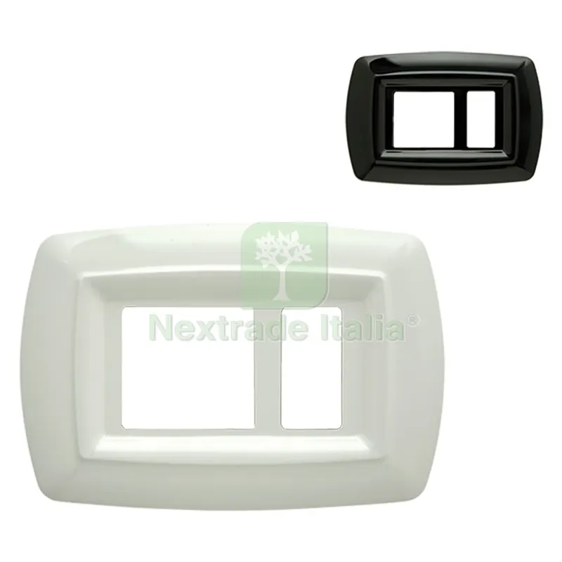 PLACCA 'TONDÒ' UNEL DECENTRATA 2598/N nera — Interruttori e prese — rif. FERX.8069402NLM
