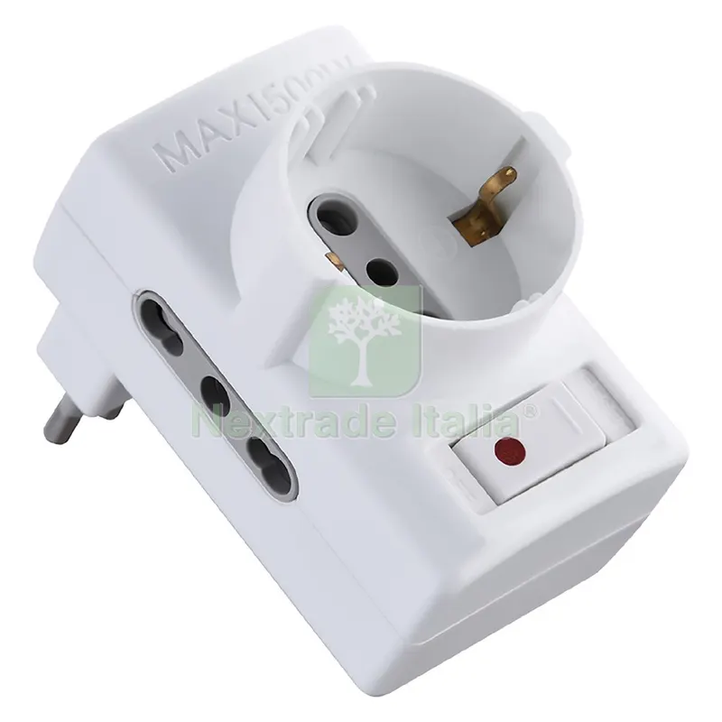 ADATTATORE TRIPLO CON PROTEZIONE SOVRACCARICO SPINA 2 POLI + TERRA 10A - ART.70025 — Interruttori e prese — rif. FERX.8071120NLM ADATTATORE TRIPLO CON PROTEZIONE SOVRACCARICO SPINA 2 POLI + TERRA 10A - ART.70025 — Interruttori e prese — rif. FERX.8071120NLM