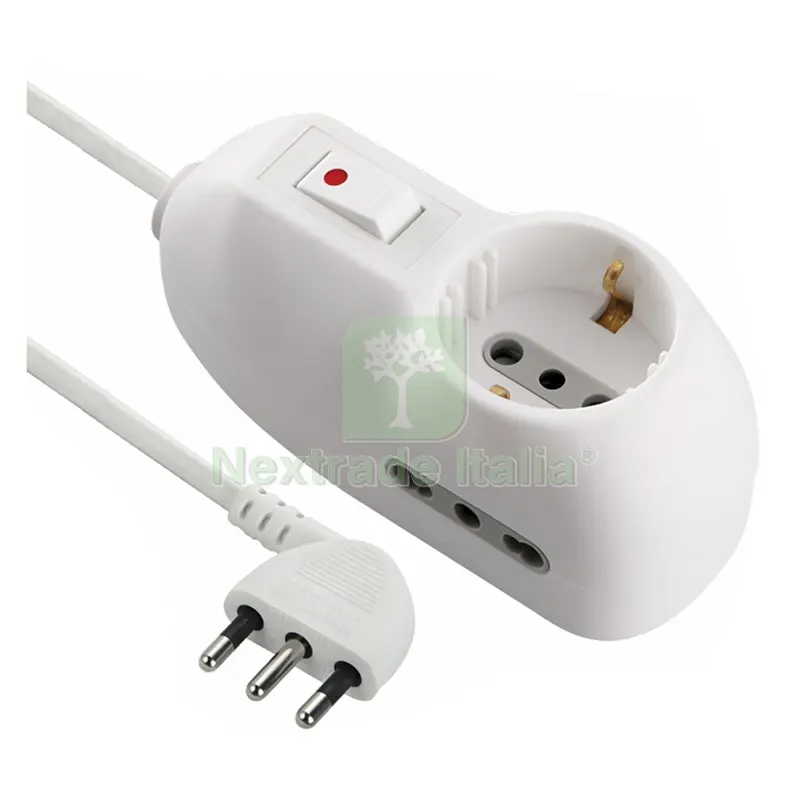 MULTIPRESA CON INTERRUTTORE 1 Schuko + 2 Bival.10/16A - 62023 — Interruttori e prese — rif. FERX.8091550NLM
