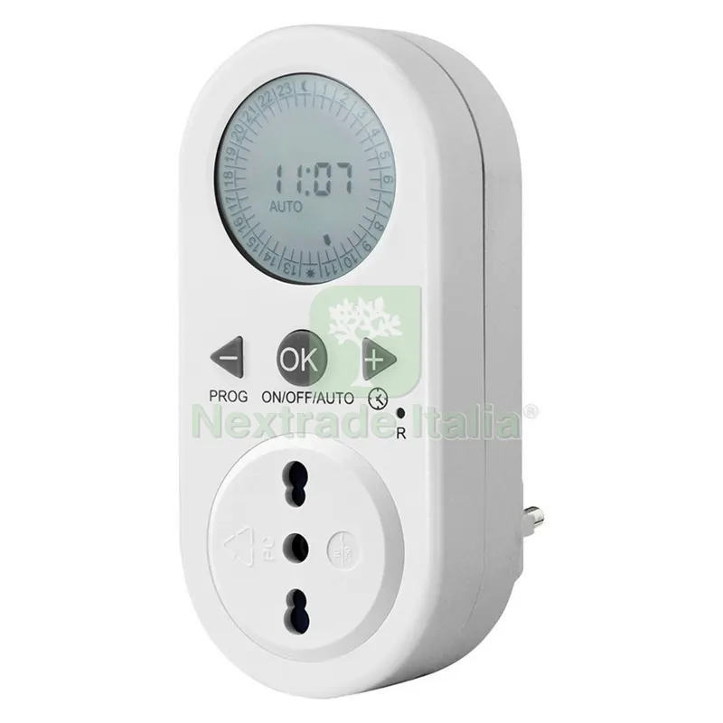Presa Temporizzata Digitale 'giornaliera' max 3500 W - presa 10/16A - 58106 — Interruttori e prese — rif. FERX.8091258NLM Presa Temporizzata Digitale 'giornaliera' max 3500 W - presa 10/16A - 58106 — Interruttori e prese — rif. FERX.8091258NLM