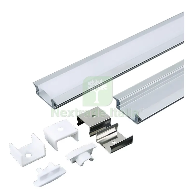 PROFILO CANALINA IN ALLUMINIO PER STRIP LED 3359 mm 61,5 x 14 -larg.max 20,7 — Canaline e centralini — rif. FERX.8068706NLM