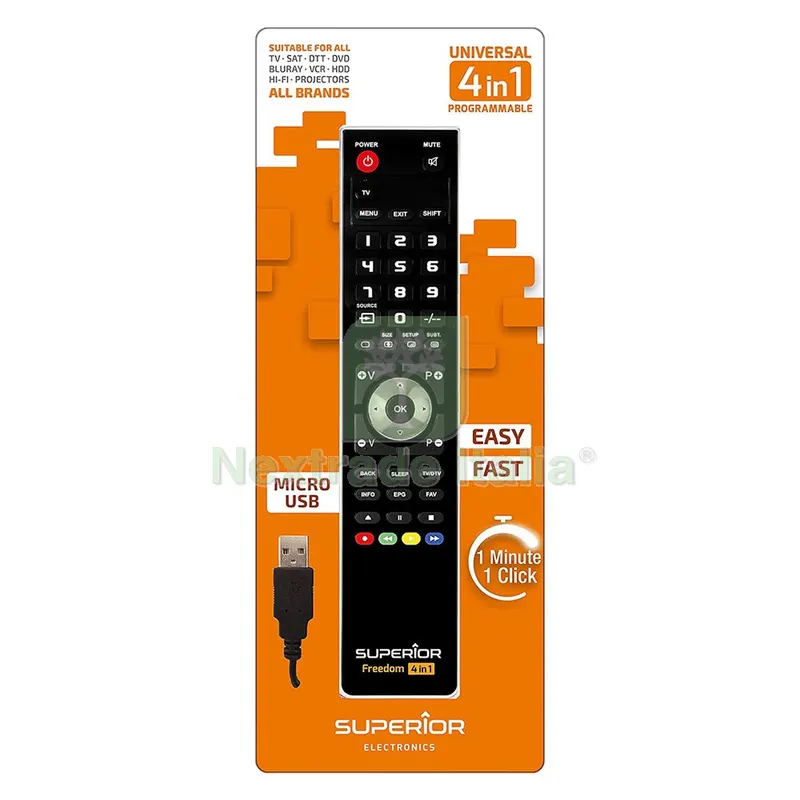 TELECOMANDO UNIVERSALE USB 'FREEDOM' 4 in 1 controllo 4 dispositivi — Telecomandi e ricambi — rif. FERX.8072516NLM