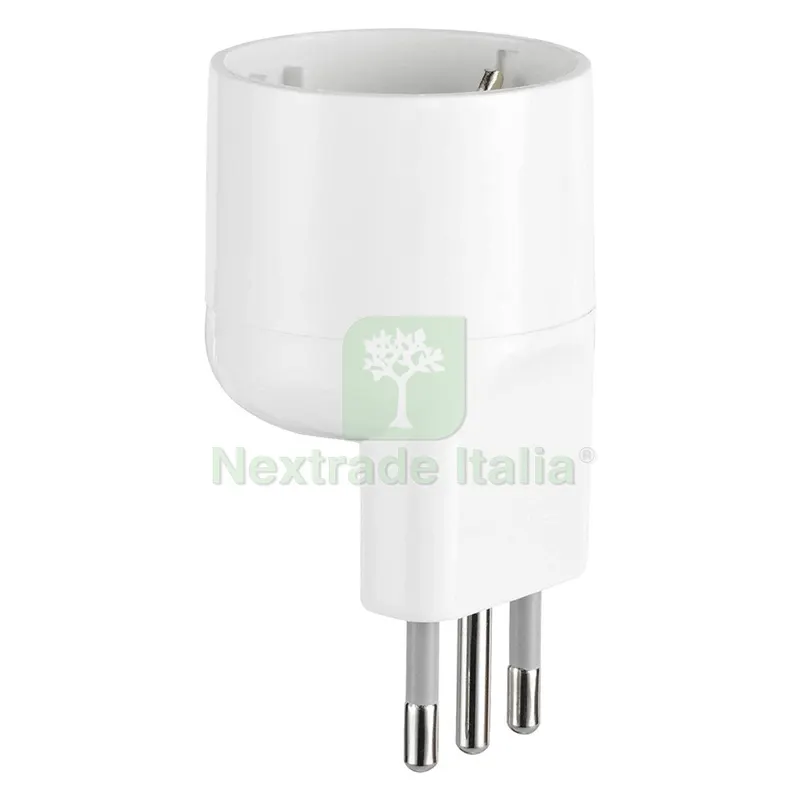 25PZ Adattatore Singolo Spina Asimmetrica 'salvaspazio' spina 2 Poli + Terra 10A bianco - art.71020 — Interruttori e prese — rif. FERX.8072510NLM 25PZ Adattatore Singolo Spina Asimmetrica 'salvaspazio' spina 2 Poli + Terra 10A bianco - art.71020 — Interruttori e prese — rif. FERX.8072510NLM