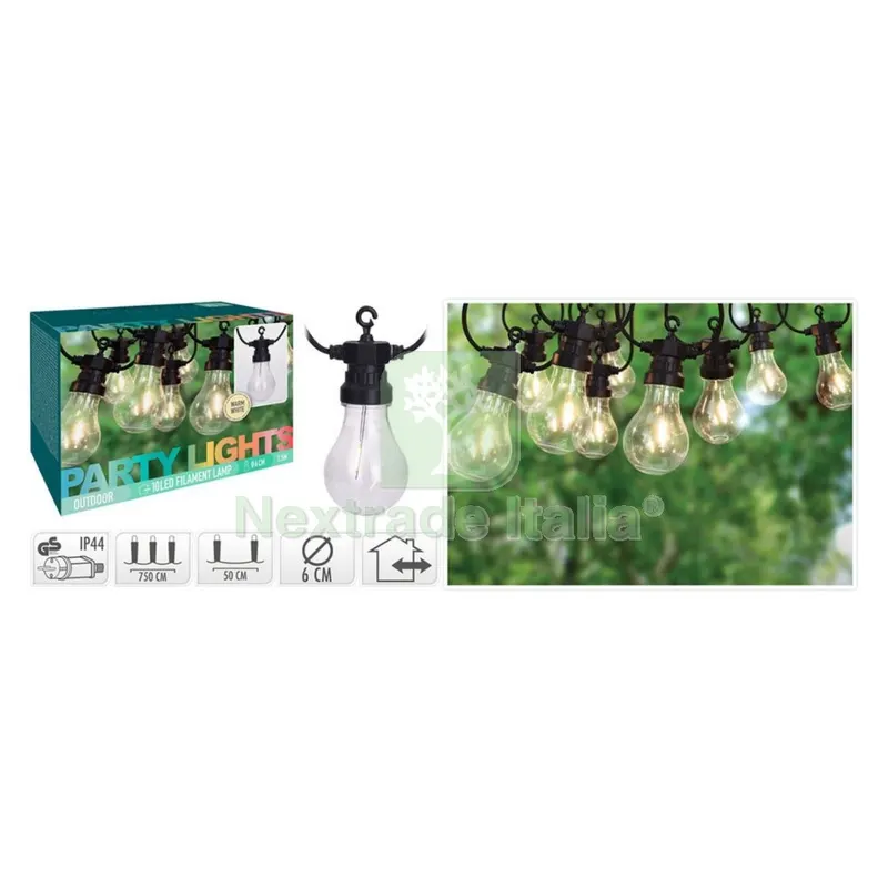 LUMINARIA 'PARTY' cavo mt.7,5- 10 portalampade E27 — Illuminazione — rif. FERX.8087220NLM LUMINARIA 'PARTY' cavo mt.7,5- 10 portalampade E27 — Illuminazione — rif. FERX.8087220NLM