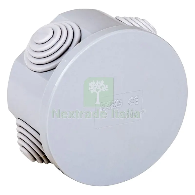 Scatola Tonda da Parete Ø mm 80 x h.40 - 4 entrate — Casalinghi e organizzazione — rif. FERX.8069924NLM Scatola Tonda da Parete Ø mm 80 x h.40 - 4 entrate — Casalinghi e organizzazione — rif. FERX.8069924NLM