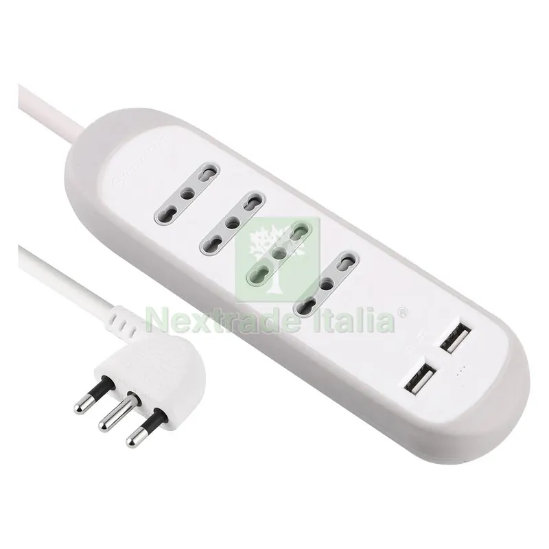 Multipresa Bivalente 'gummy' 4 prese bival.10/16A + 2 USB 2,1A - art.62061 — Interruttori e prese — rif. FERX.8072988NLM Multipresa Bivalente 'gummy' 4 prese bival.10/16A + 2 USB 2,1A - art.62061 — Interruttori e prese — rif. FERX.8072988NLM