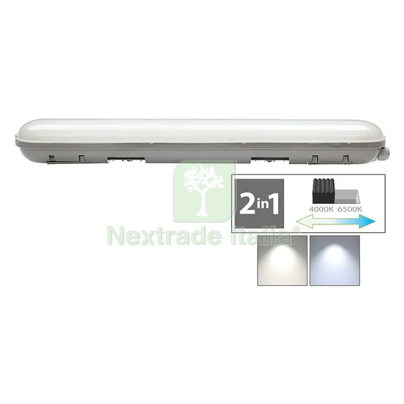 Plafoniera Doppio Tubo LED Cambia Tono 2 x 24W - 4000/6500K mm.600 x 100 x 68 mm — Illuminazione — rif. FERX.8088840NLM Plafoniera Doppio Tubo LED Cambia Tono 2 x 24W - 4000/6500K mm.600 x 100 x 68 mm — Illuminazione — rif. FERX.8088840NLM
