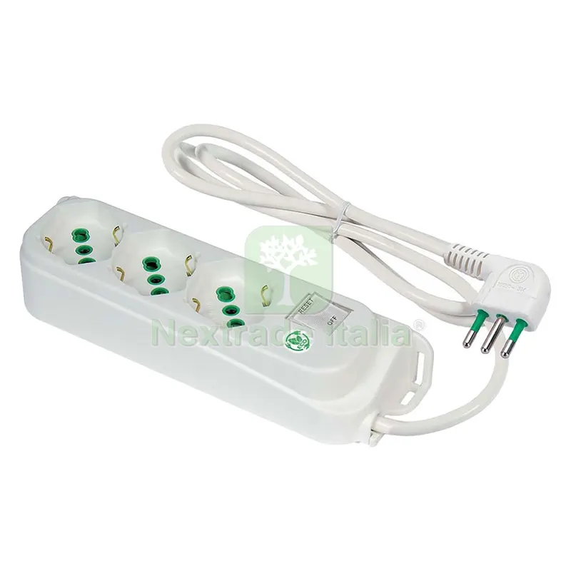 MULTIPRESA CON INTERRUTTORE 'ECO RELIFE' 3 uscite / spina 2P+T 10A - bianca — Interruttori e prese — rif. FERX.8091338NLM