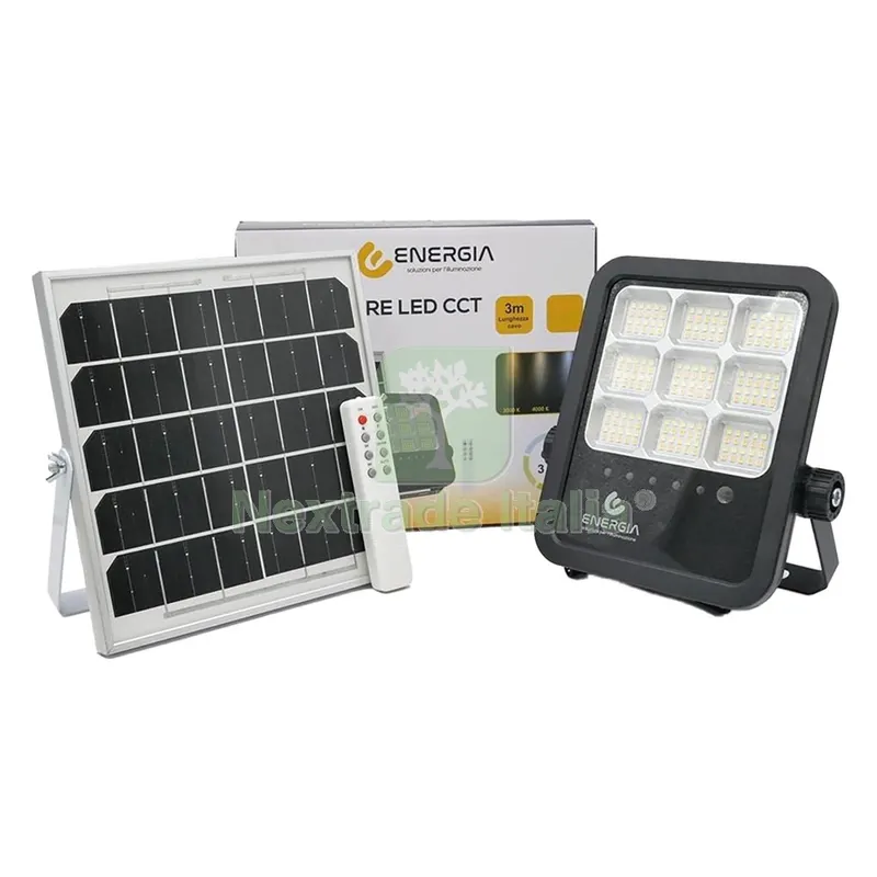 Proiettore a LED 'CCT' con Pannello Solare 300W (pannello 25W) - cm 28,3 x 26 x 4,8 / 3300 lumen — Illuminazione — rif. FERX.8088886NLM Proiettore a LED 'CCT' con Pannello Solare 300W (pannello 25W) - cm 28,3 x 26 x 4,8 / 3300 lumen — Illuminazione — rif. FERX.8088886NLM