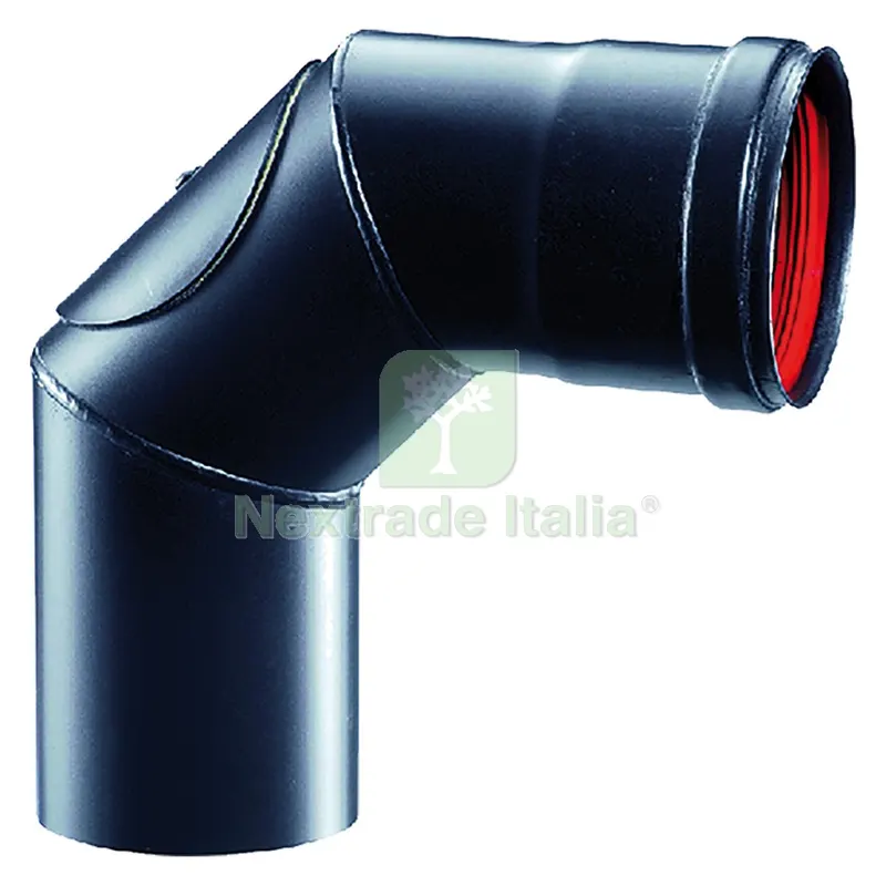 GOMITO ''PELLET'' ø cm 8 - 90° codice 702319 — Stufe e camini — rif. FERX.702319NLM