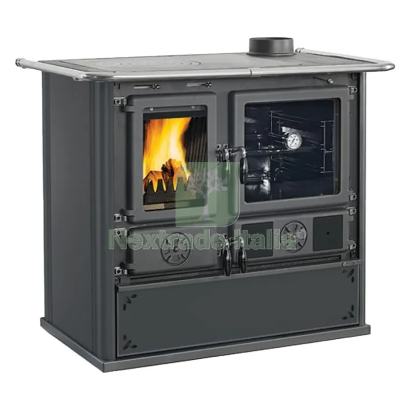 CUCINA A LEGNA 'ROSA XXL 5.0 VST STEEL' nero / antracite - maiolica inferiore bordeaux — Sanitari e ceramiche — rif. FERX.7000998NLM CUCINA A LEGNA 'ROSA XXL 5.0 VST STEEL' nero / antracite - maiolica inferiore bordeaux — Sanitari e ceramiche — rif. FERX.7000998NLM