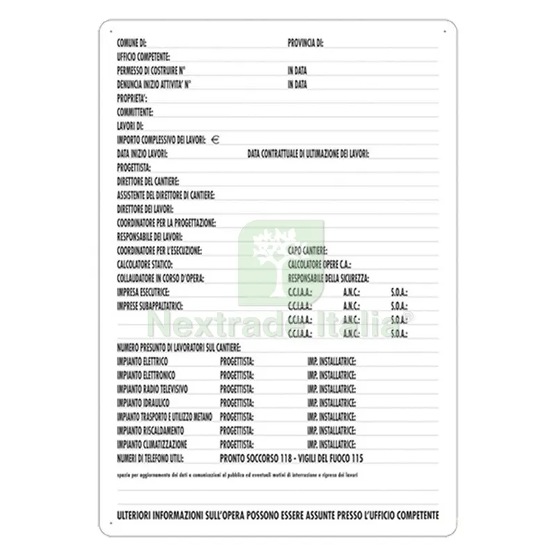 10PZ Cartello Concessione Edilizia cm 60 x 40 — Cartelli e segnaletica — rif. FERX.106330NLM