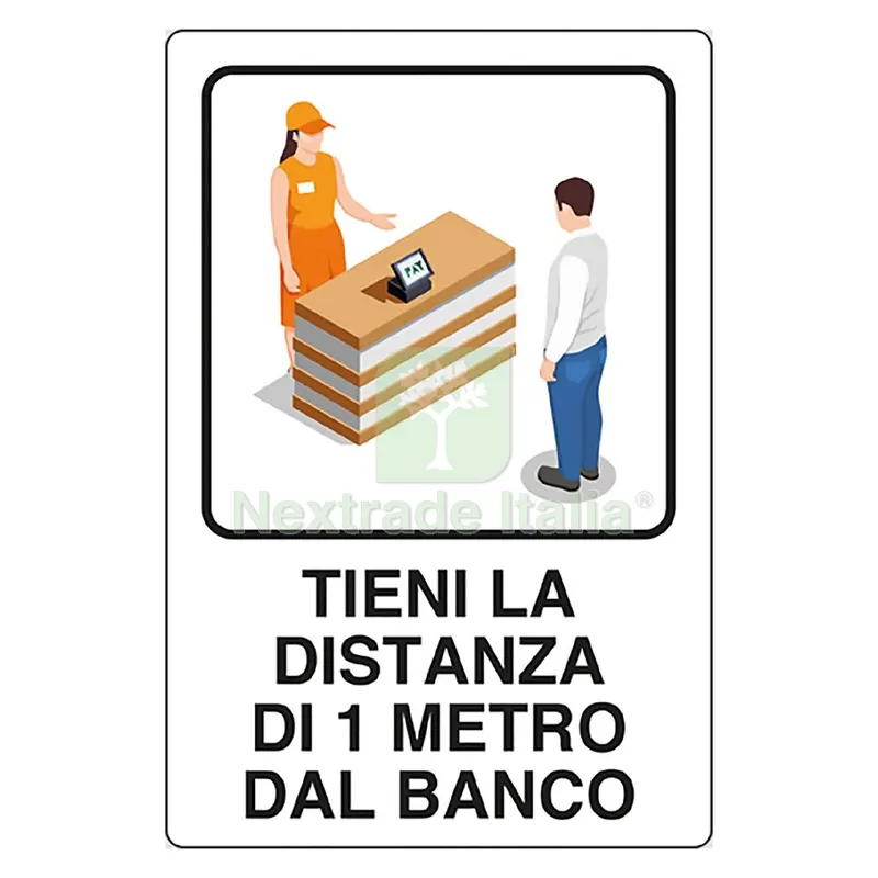 Cartello 'tieni Distanza 1 Metro' cm 20 x 30 - alluminio — Cartelli e segnaletica — rif. FERX.1064026NLM Cartello 'tieni Distanza 1 Metro' cm 20 x 30 - alluminio — Cartelli e segnaletica — rif. FERX.1064026NLM