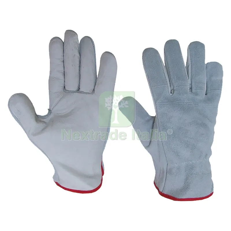12COPPIE GUANTI PALMO PELLE DORSO CROSTA Tg. 9 — Guanti da lavoro — rif. FERX.1068082NLM