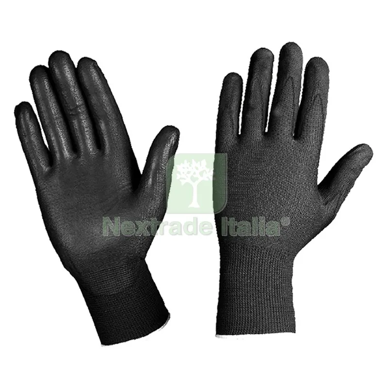 12COPPIE GUANTI NYLON/POLIURETANO Tg. M - colore nero — Guanti da lavoro — rif. FERX.110912NLM