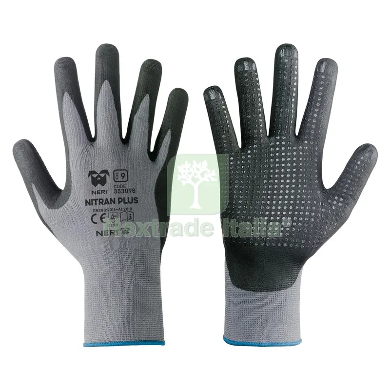 12COPPIE GUANTI NYLON / NITRILE 'NITRAN PLUS' Tg. 9 — Guanti da lavoro — rif. FERX.1110172NLM
