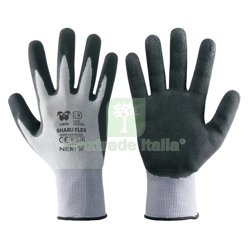 12COPPIE GUANTI NYLON/LATTICE 'SHABU FLEX' Tg. 10 — Guanti da lavoro — rif. FERX.111023NLM