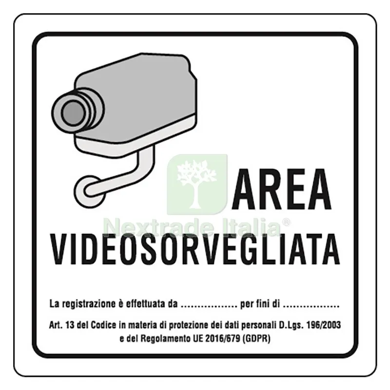 Cartello 'area Videosorvegliata' cm 20 x 20 — Casalinghi e organizzazione — rif. FERX.1063984NLM
