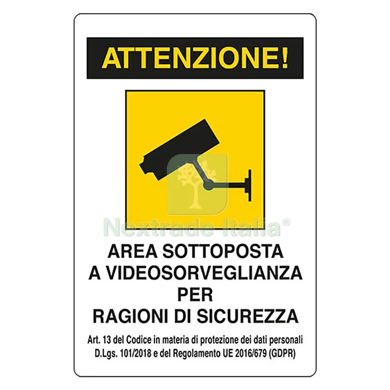 CARTELLO 'VIDEOSORVEGLIANZA' cm 20 x 30 — Elettronica e TV — rif. FERX.1063986NLM CARTELLO 'VIDEOSORVEGLIANZA' cm 20 x 30 — Elettronica e TV — rif. FERX.1063986NLM