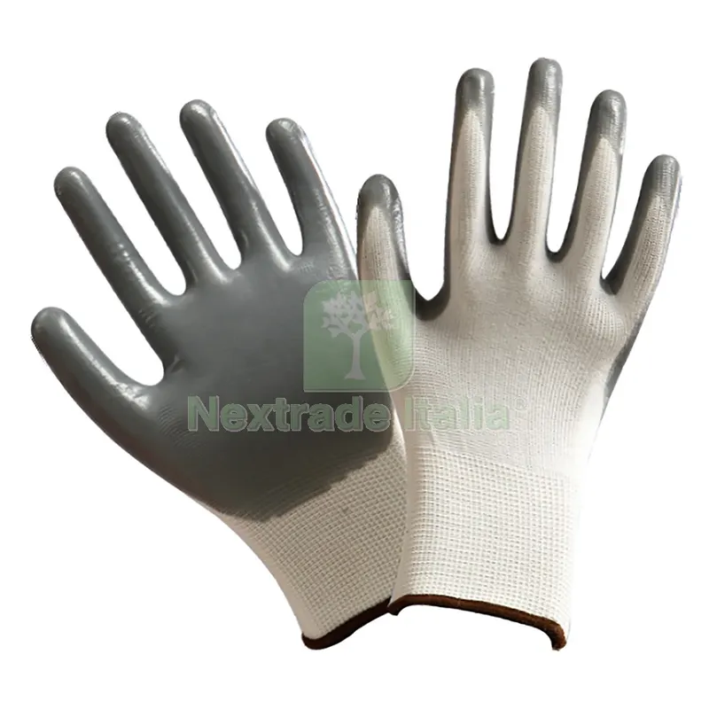 12COPPIE GUANTI IN NITRILE/POLIESTERE Tg. 7 (S) — Guanti da lavoro — rif. FERX.111051NLM