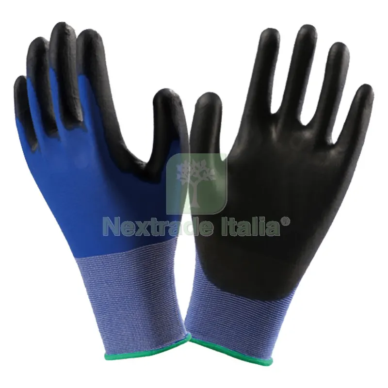 12COPPIE GUANTI NYLON / POLIURETANO Tg. 9 (L) — Guanti da lavoro — rif. FERX.1067595NLM
