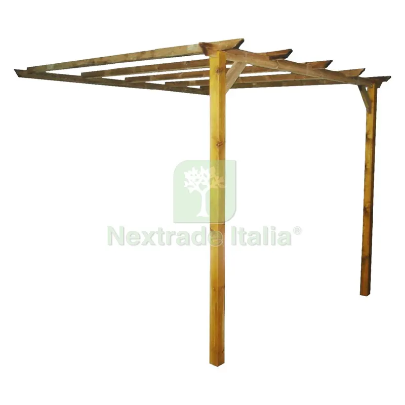 GAZEBO ADDOSSATA IN LEGNO mt 3 x 2,8 - h. 2,5 — Gazebo e strutture giardino — rif. FERX.6125842NLM