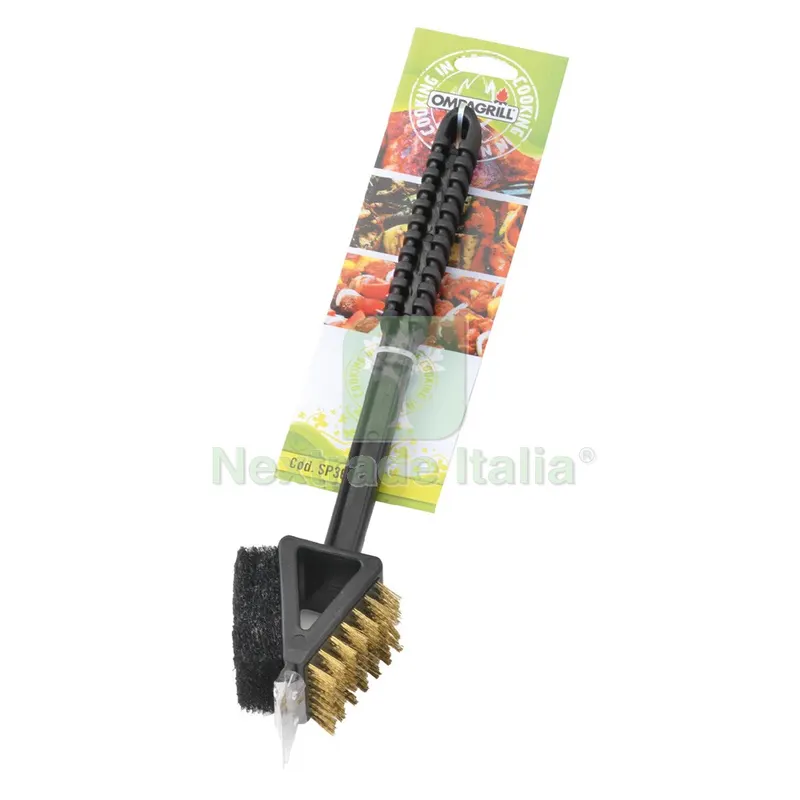 SPAZZOLA DOPPIA PER BARBECUE cm. 36 - fili color ottone — Tempo libero outdoor — rif. FERX.8038237NLM SPAZZOLA DOPPIA PER BARBECUE cm. 36 - fili color ottone — Tempo libero outdoor — rif. FERX.8038237NLM