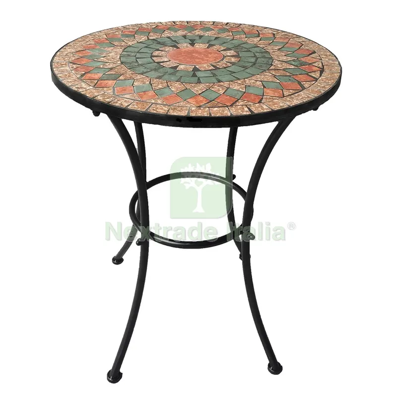 TAVOLO DECORO MOSAICO ''ALICE'' øcm 60 x h.70 — Casalinghi e organizzazione — rif. FERX.6129210NLM