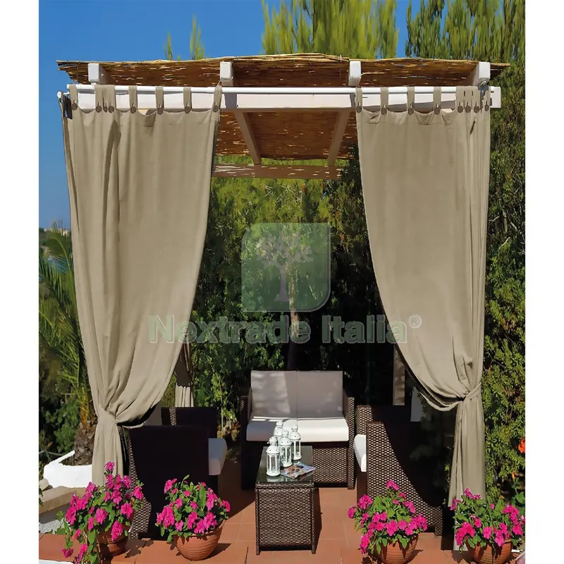 TENDA PER GAZEBO CON PASSANTI E BOTTONI TIPO 'LUX' cm.140 x H.270 - tortora — Gazebo e strutture giardino — rif. FERX.8048900NLM