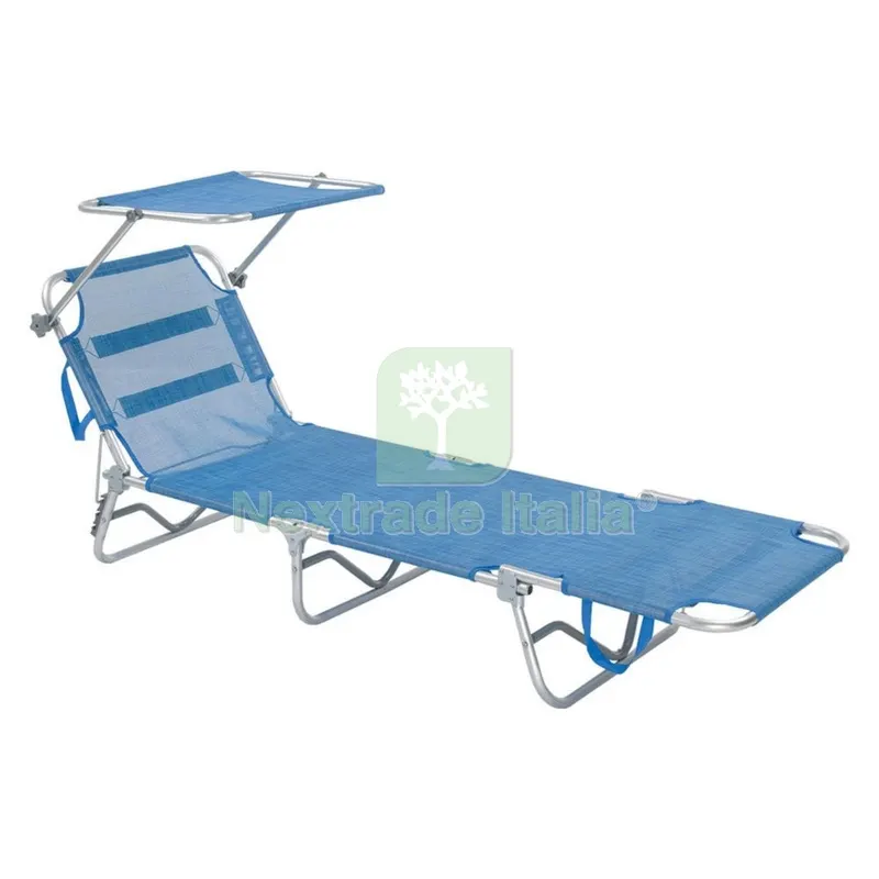 Lettino Spiaggia con Parasole 'sperlonga' cm 188 x 58 x h 27 - telo blu — Tempo libero outdoor — rif. FERX.6128870NLM Lettino Spiaggia con Parasole 'sperlonga' cm 188 x 58 x h 27 - telo blu — Tempo libero outdoor — rif. FERX.6128870NLM