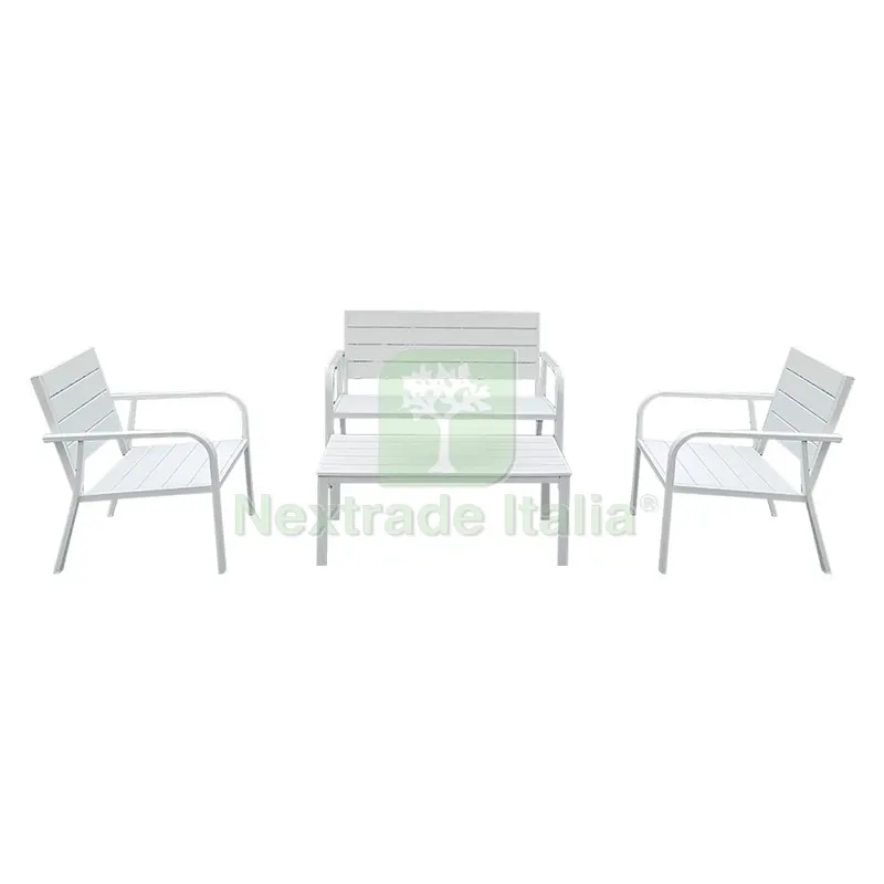 SET GIARDINO EFFETTO POLYWOOD 'ARBUS' colore bianco — Arredo giardino — rif. FERX.6129991NLM