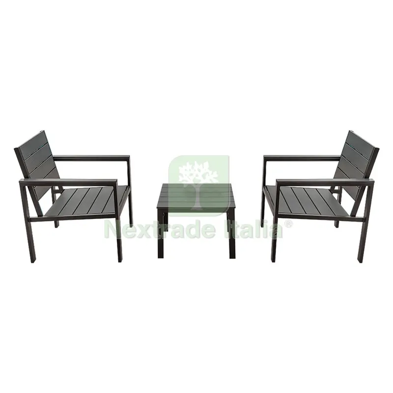 Set Giardino Effetto Polywood 'orosei' colore nero — Arredo giardino — rif. FERX.6129993NLM