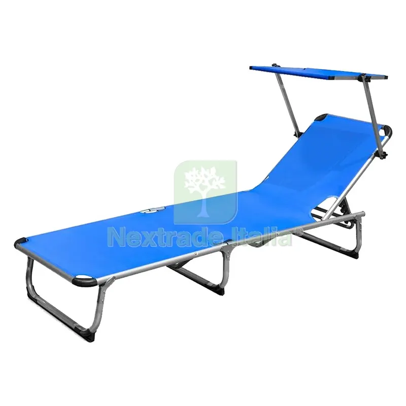 Lettino Spiaggia con Parasole cm 187 x 60 x h 30 - telo blu — Casalinghi e organizzazione — rif. FERX.6128871NLM Lettino Spiaggia con Parasole cm 187 x 60 x h 30 - telo blu — Casalinghi e organizzazione — rif. FERX.6128871NLM