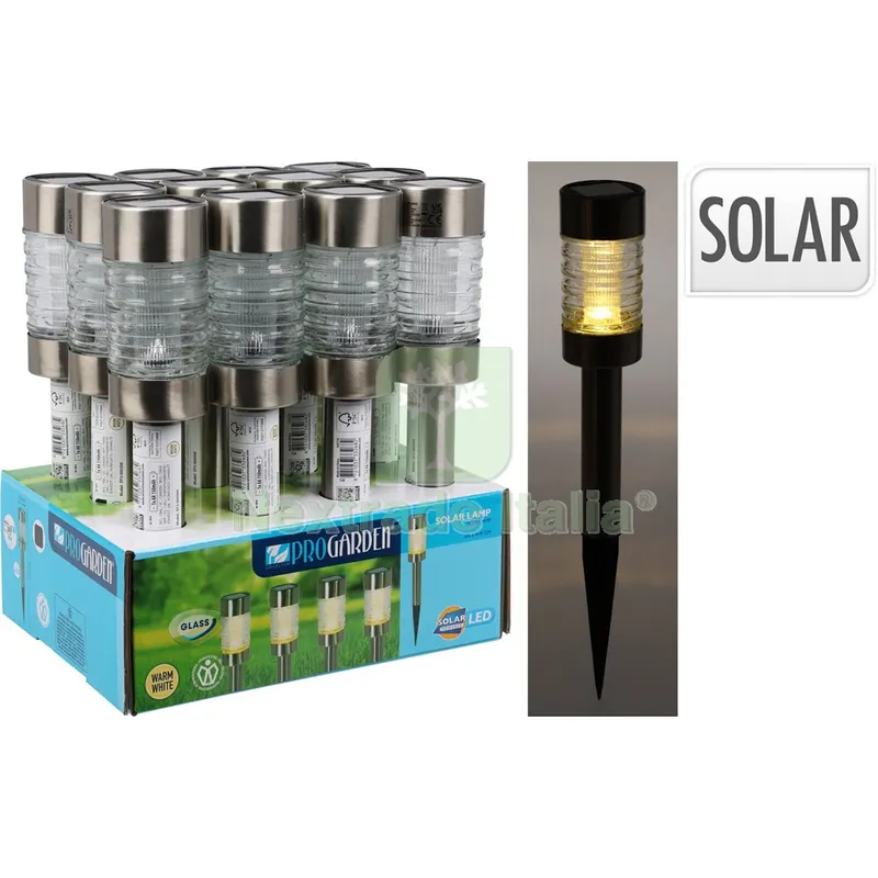 12PZ Lampada a Energia Solare 'inox' cm 10 x h.26 — Illuminazione — rif. FERX.6149019NLM