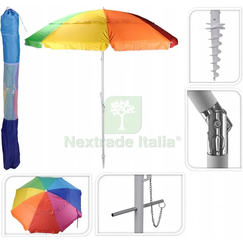 Ombrellone da Spiaggia Palo con Snodo Ø 2,2 mt. - con puntale — Tempo libero outdoor — rif. FERX.6130149NLM
