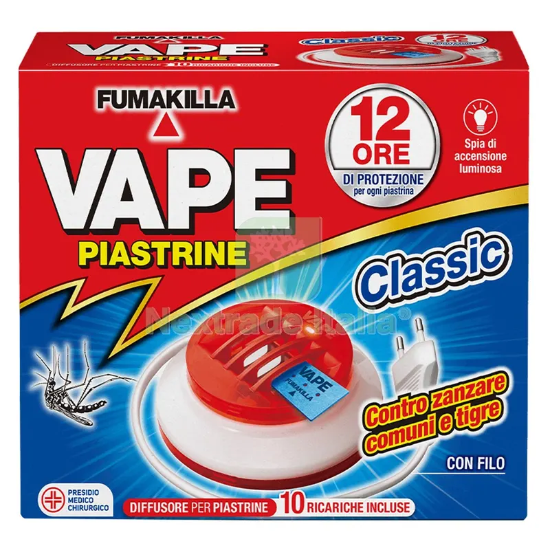 ANTIZANZARE ELETTRICO AD EMANAZIONE 'PIASTRINE' con 10 piastrine da 12 ore ciascuna — Disinfestazione e controllo nocivi — rif. FERX.6135882NLM ANTIZANZARE ELETTRICO AD EMANAZIONE 'PIASTRINE' con 10 piastrine da 12 ore ciascuna — Disinfestazione e controllo nocivi — rif. FERX.6135882NLM
