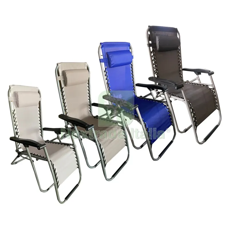 2PZ SEDIA A SDRAIO CON POGGIATESTA 'PROCIDA' tessuto colore grigio antracite — Tempo libero outdoor — rif. FERX.6128908NLM 2PZ SEDIA A SDRAIO CON POGGIATESTA 'PROCIDA' tessuto colore grigio antracite — Tempo libero outdoor — rif. FERX.6128908NLM