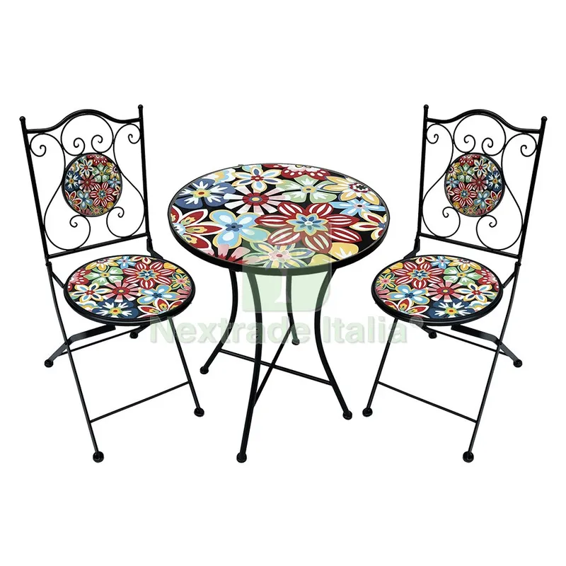 Set Tavolo Mosaico da Esterno 'allegria' Ø cm 60 x h.75 (tavolo) - cm 38 x 46-92 (sedie) — Tempo libero outdoor — rif. FERX.6128226NLM Set Tavolo Mosaico da Esterno 'allegria' Ø cm 60 x h.75 (tavolo) - cm 38 x 46-92 (sedie) — Tempo libero outdoor — rif. FERX.6128226NLM