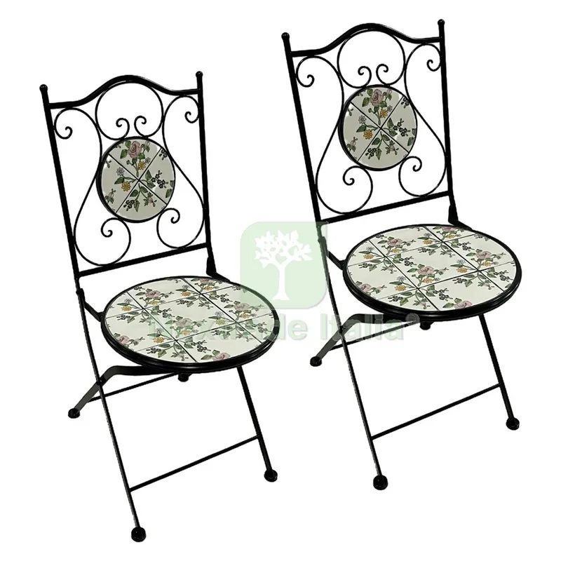 Coppia Sedie per Tavolo Mosaico 'flora' cm 38 x h. 46 - 92 — Casalinghi e organizzazione — rif. FERX.6128274NLM Coppia Sedie per Tavolo Mosaico 'flora' cm 38 x h. 46 - 92 — Casalinghi e organizzazione — rif. FERX.6128274NLM