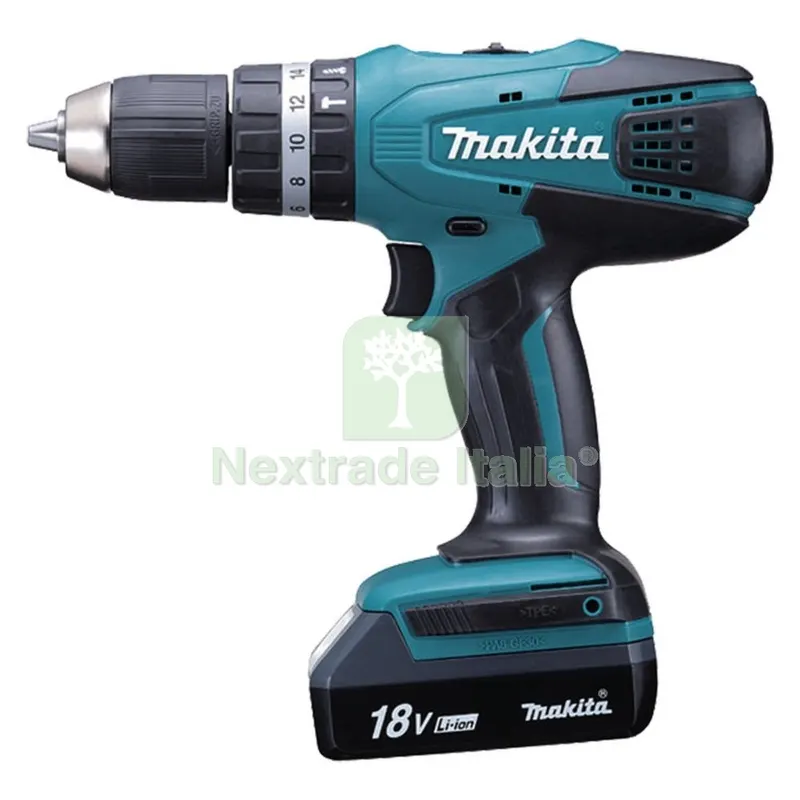 Trapano Avvitatore a Percussione 'HP457DWE' 18 V - 1,5 Ah Litio — Trapani e avvitatori — rif. FERX.512050NLM Trapano Avvitatore a Percussione 'HP457DWE' 18 V - 1,5 Ah Litio — Trapani e avvitatori — rif. FERX.512050NLM