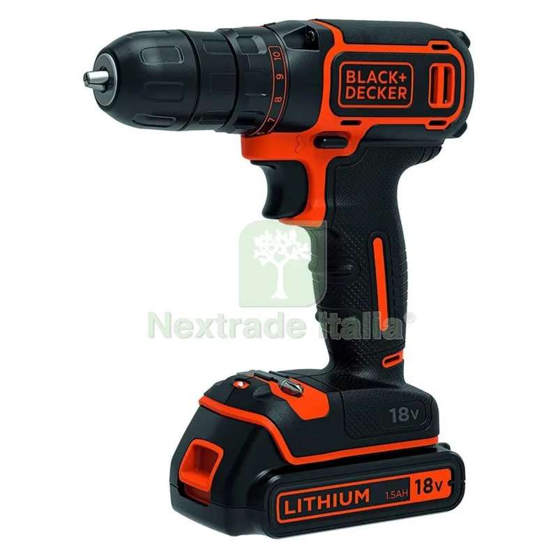 Trapano Avvitatore a Batteria 'BDCDC18K-QW' 18V - 1,5 ah Litio — Trapani e avvitatori — rif. FERX.5130014NLM Trapano Avvitatore a Batteria 'BDCDC18K-QW' 18V - 1,5 ah Litio — Trapani e avvitatori — rif. FERX.5130014NLM