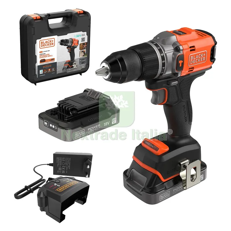 Trapano Avvitatore a Batteria con Percussione 'BLD683D2XK-QW' 18V - 2,0 ah Litio — Trapani e avvitatori — rif. FERX.5130033NLM Trapano Avvitatore a Batteria con Percussione 'BLD683D2XK-QW' 18V - 2,0 ah Litio — Trapani e avvitatori — rif. FERX.5130033NLM