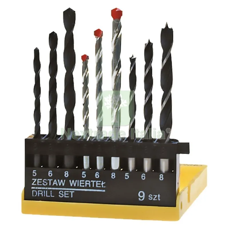 Punte per Metallo/Legno/Cemento cf. 9 pz — Cemento, malte e collanti edili — rif. FERX.500669NLM Punte per Metallo/Legno/Cemento cf. 9 pz — Cemento, malte e collanti edili — rif. FERX.500669NLM