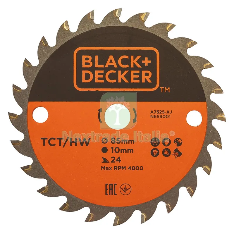 LAMA TCT PER MINI SEGA CIRCOLARE ''A7525-XJ'' ø 85 mm foro 10 mm - 24 denti — Smerigliatrici e seghe — rif. FERX.5008720NLM LAMA TCT PER MINI SEGA CIRCOLARE ''A7525-XJ'' ø 85 mm foro 10 mm - 24 denti — Smerigliatrici e seghe — rif. FERX.5008720NLM
