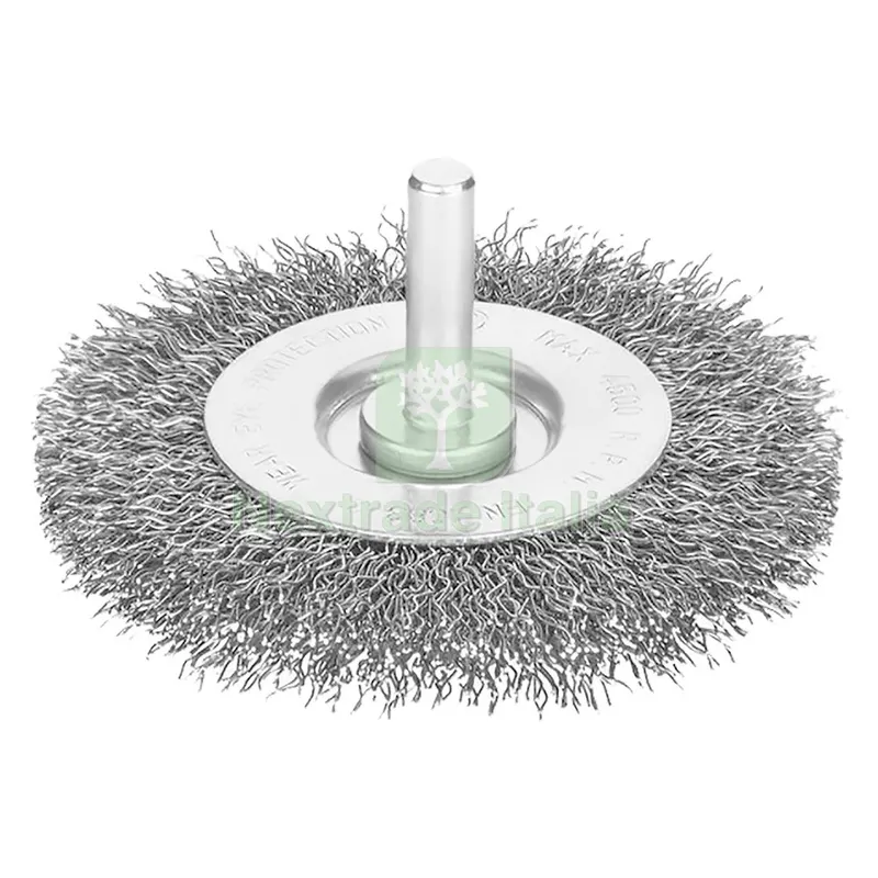 SPAZZOLA CIRCOLARE CON GAMBO ømm 100 - spessore fili 17 mm — Punte, frese e dischi — rif. FERX.5028468NLM
