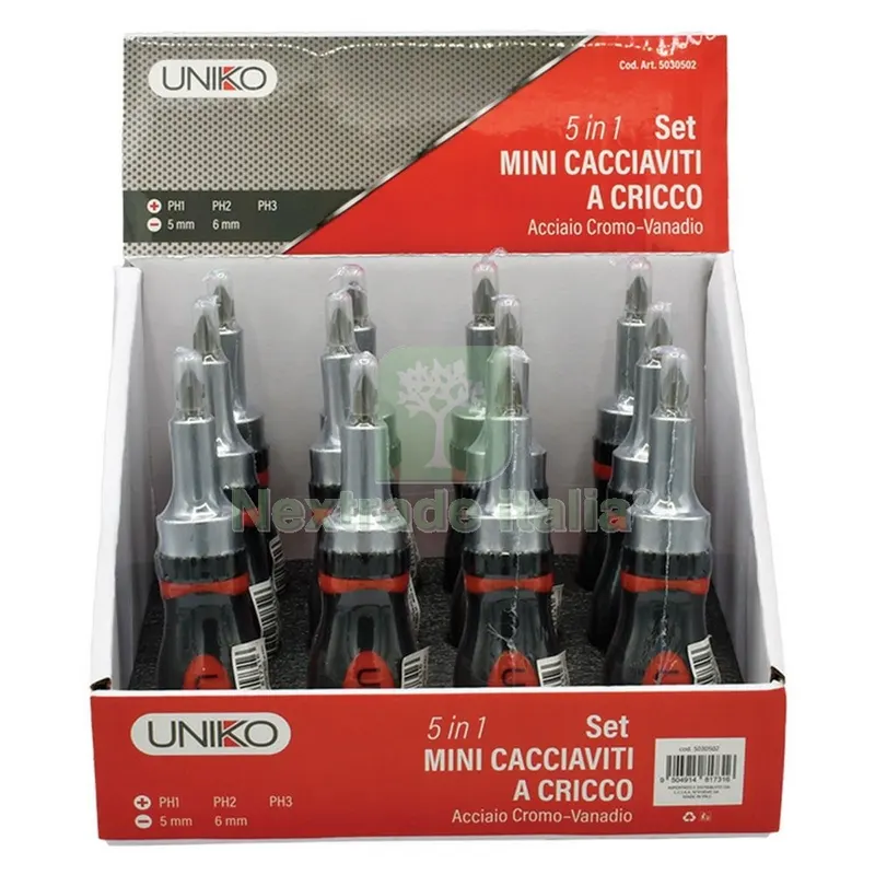12PZ Cacciavite a Cricchetto In espositore da 12 PZ — Cacciaviti e giraviti — rif. FERX.5030502NLM 12PZ Cacciavite a Cricchetto In espositore da 12 PZ — Cacciaviti e giraviti — rif. FERX.5030502NLM
