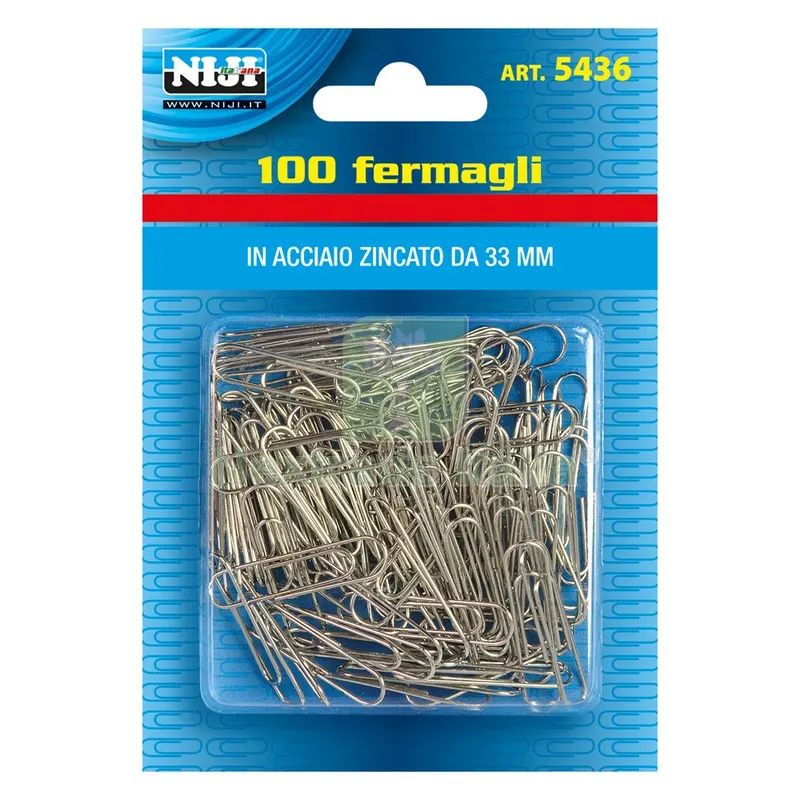 24BLISTER Fermagli per Carta metallo plastificato mm.33 - 100 pz — Casalinghi e organizzazione — rif. FERX.5073318NLM 24BLISTER Fermagli per Carta metallo plastificato mm.33 - 100 pz — Casalinghi e organizzazione — rif. FERX.5073318NLM
