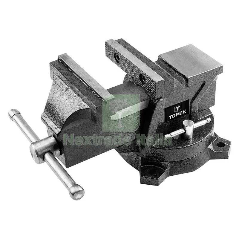 MORSA DA BANCO BASE GIREVOLE larghezza ganasce mm 100 — Morse morsetti e strettoi — rif. FERX.5022550NLM MORSA DA BANCO BASE GIREVOLE larghezza ganasce mm 100 — Morse morsetti e strettoi — rif. FERX.5022550NLM