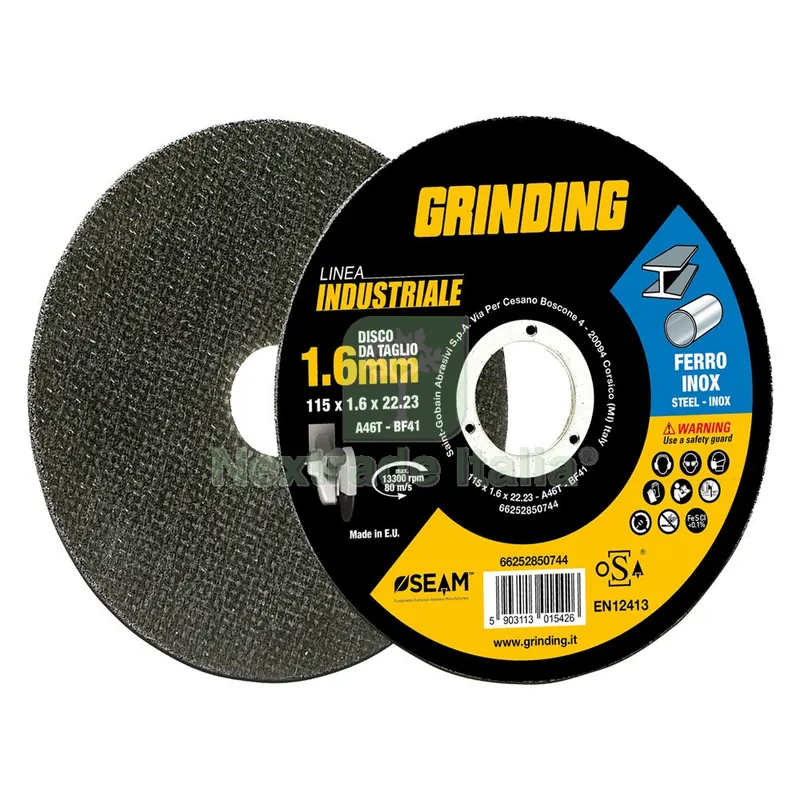 10PZ MOLA ABRASIVA PER INOX/FERRO 'GRINDING LINEA INDUSTRIALE' Ø 115 x 1,0 — Abrasivi e mole — rif. FERX.5010640NLM 10PZ MOLA ABRASIVA PER INOX/FERRO 'GRINDING LINEA INDUSTRIALE' Ø 115 x 1,0 — Abrasivi e mole — rif. FERX.5010640NLM